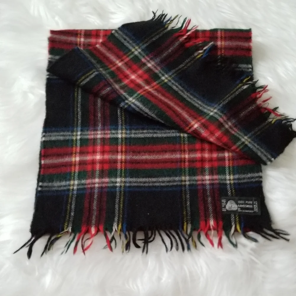 Mens Lambswool Red Black Tartan Plaid Scarf